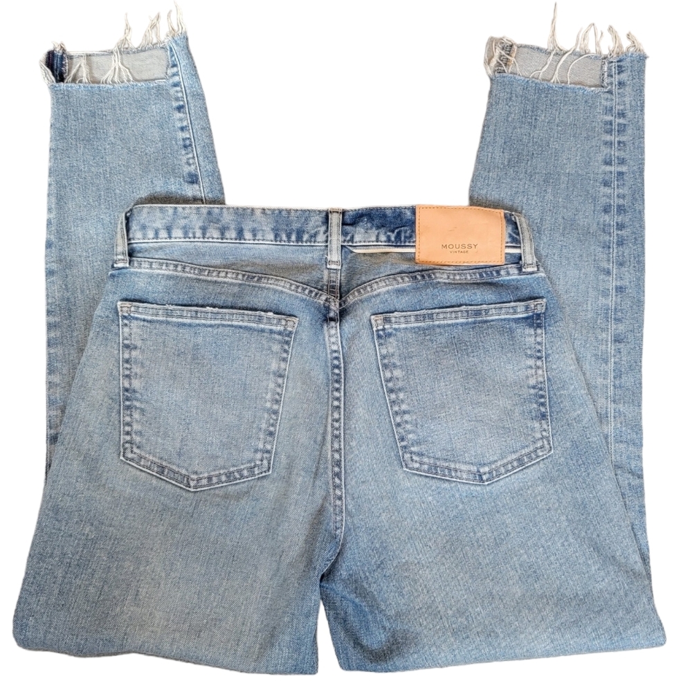 Moussy Vintage Blossom Skinny Jeans Light Blue Mid-Rise Raw Step Hem Wom… - Picture 7 of 16